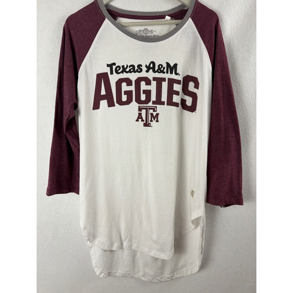 Texas A&M Aggies Raglan Tee Maroon White 3/4 Sleeve 2X